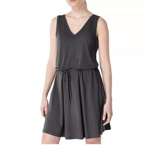 NWT Sweaty Betty Take It Easy Jersey V Neck Drop Waist Sleeveless Dress Gray Lge